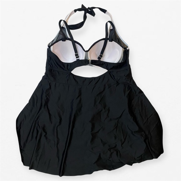 Swimsuit dress with shorts underwear halter swim dress XL black white - Picture 3 of 8